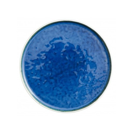 Piatto piano bianco matt e blu - Porcellana cm. 27,5