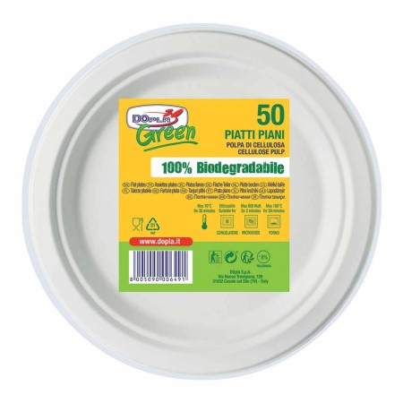 Piatto piano in polpa di cellulosa d.22 50 pz bianco