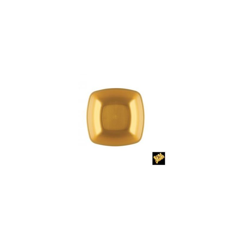 Piatto piano quadrato 18x18cm oro 12 pz
