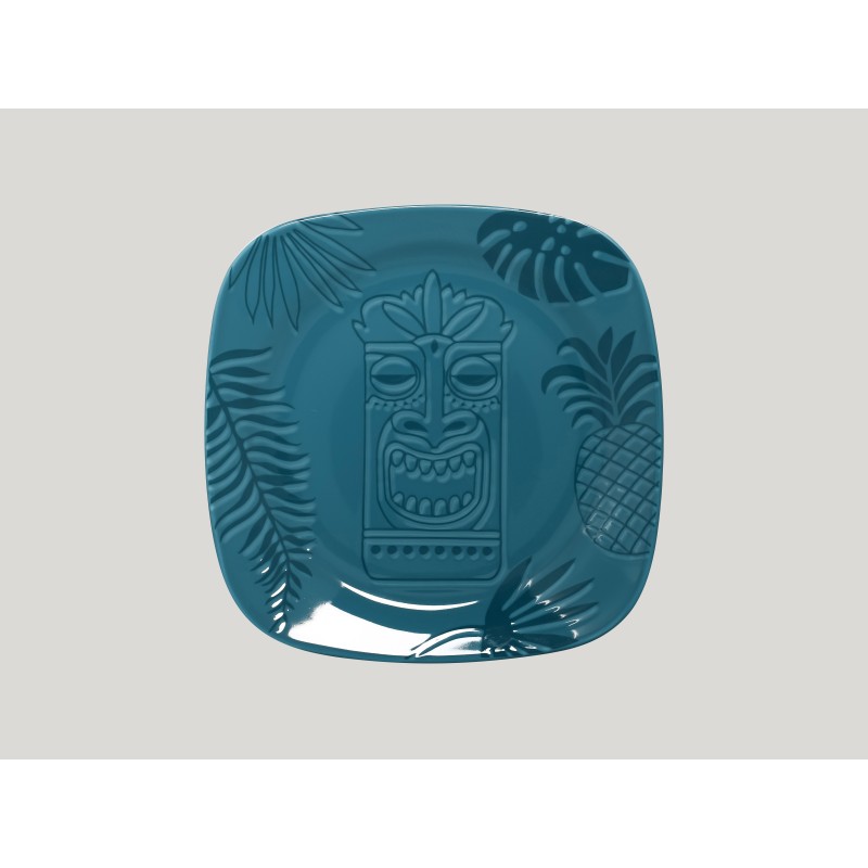 Piatto piano quadrato turkis cm 27 Aztek