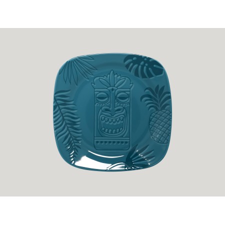 Piatto piano quadrato turkis cm 27 Aztek