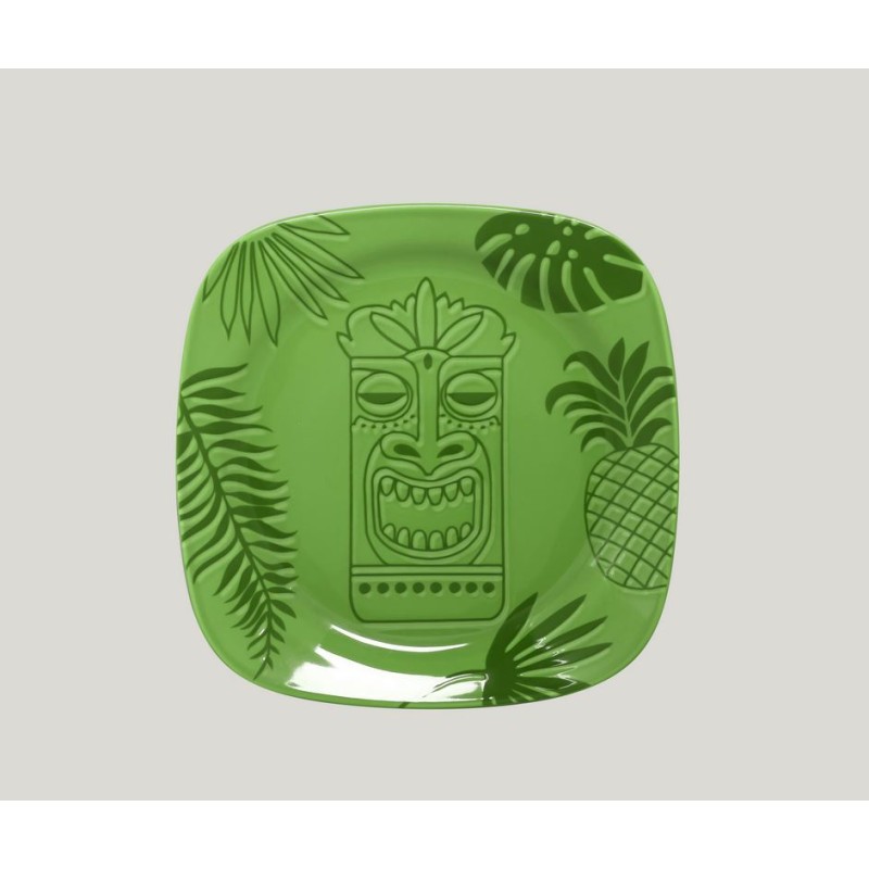 Piatto piano quadrato verde cm.24 Aztek Rak Porcelain