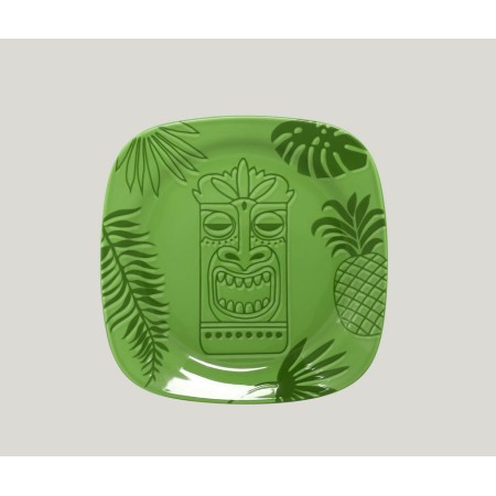 Piatto piano quadrato verde cm.24 Aztek Rak Porcelain