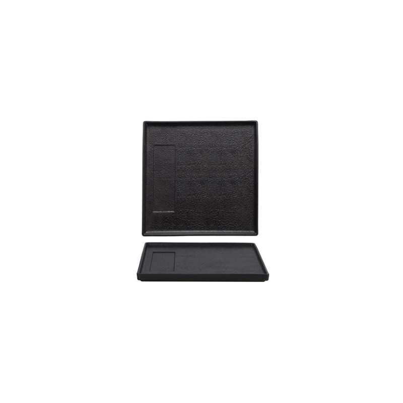 Piatto quadrato 30x30 inserto rett. nero Etna
