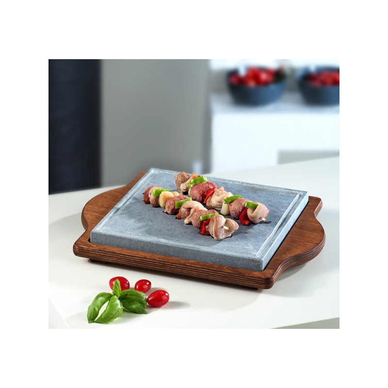 Pietra ollare 25x25 - quadrata con base betulla