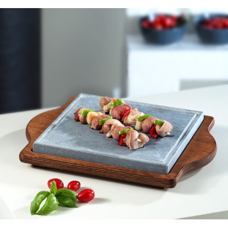 Pietra ollare 25x25 - quadrata con base betulla