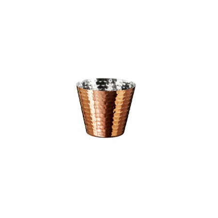 Secchiello in acciaio martellato, color rame - Ø12x12 cm - 1 pz