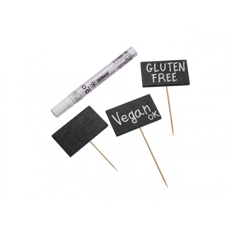 Spiedi in bamboo lavagna cm.12 con pennarello 50 pz