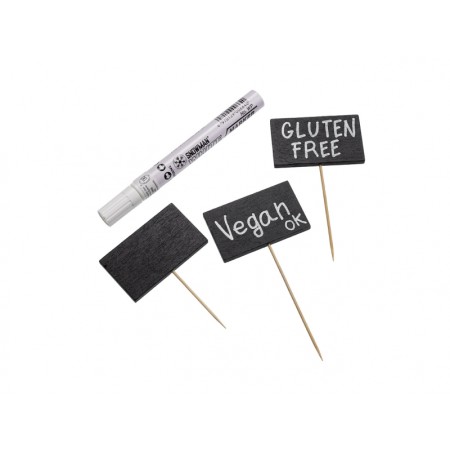 Spiedi in bamboo lavagna cm.12 con pennarello 50 pz