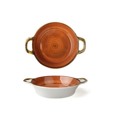 Tegamino 2 manici cm.15 rosso in porcellana