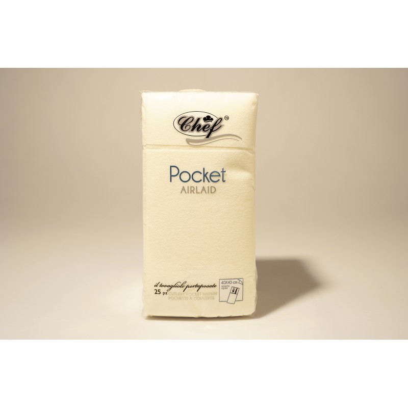 Tovagliolo 40x40cm Unito light avorio 25 pz  Pocket