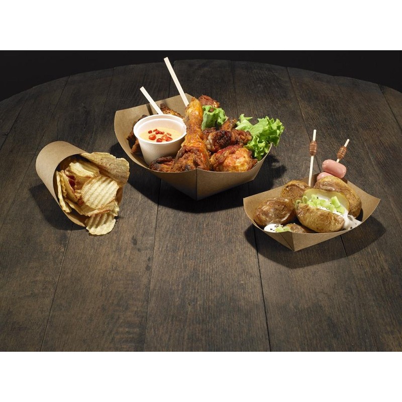 Vaschetta fritti, KRAFT/PE avana cm13x8,5x3,5h 200ml - Pz 125