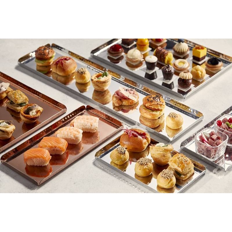 Vassoio in acciaio con lati martellati  25,5x11,5x1,25 cm