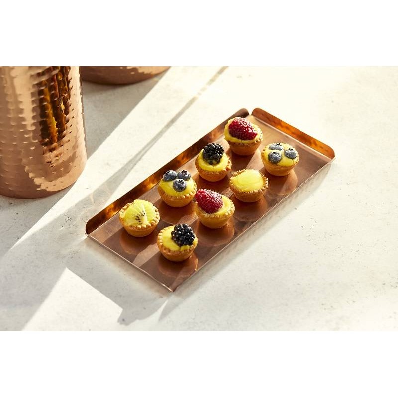 Vassoio in acciaio con lati martellati, color rame 25,5x11,5x1,3 cm