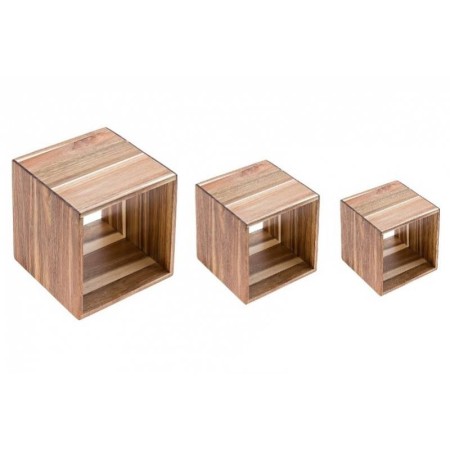 Set di tre cubi in acacia per buffet