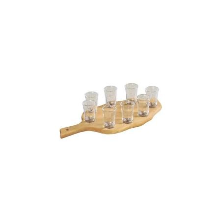Barra faggio per grappa cm.40 con 8 bicchierini
